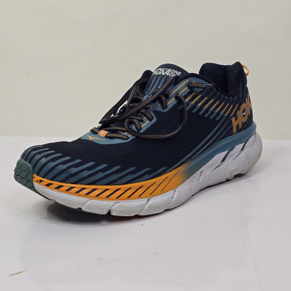 Hoka One One Clifton 5 Blue Orange Running Shoes